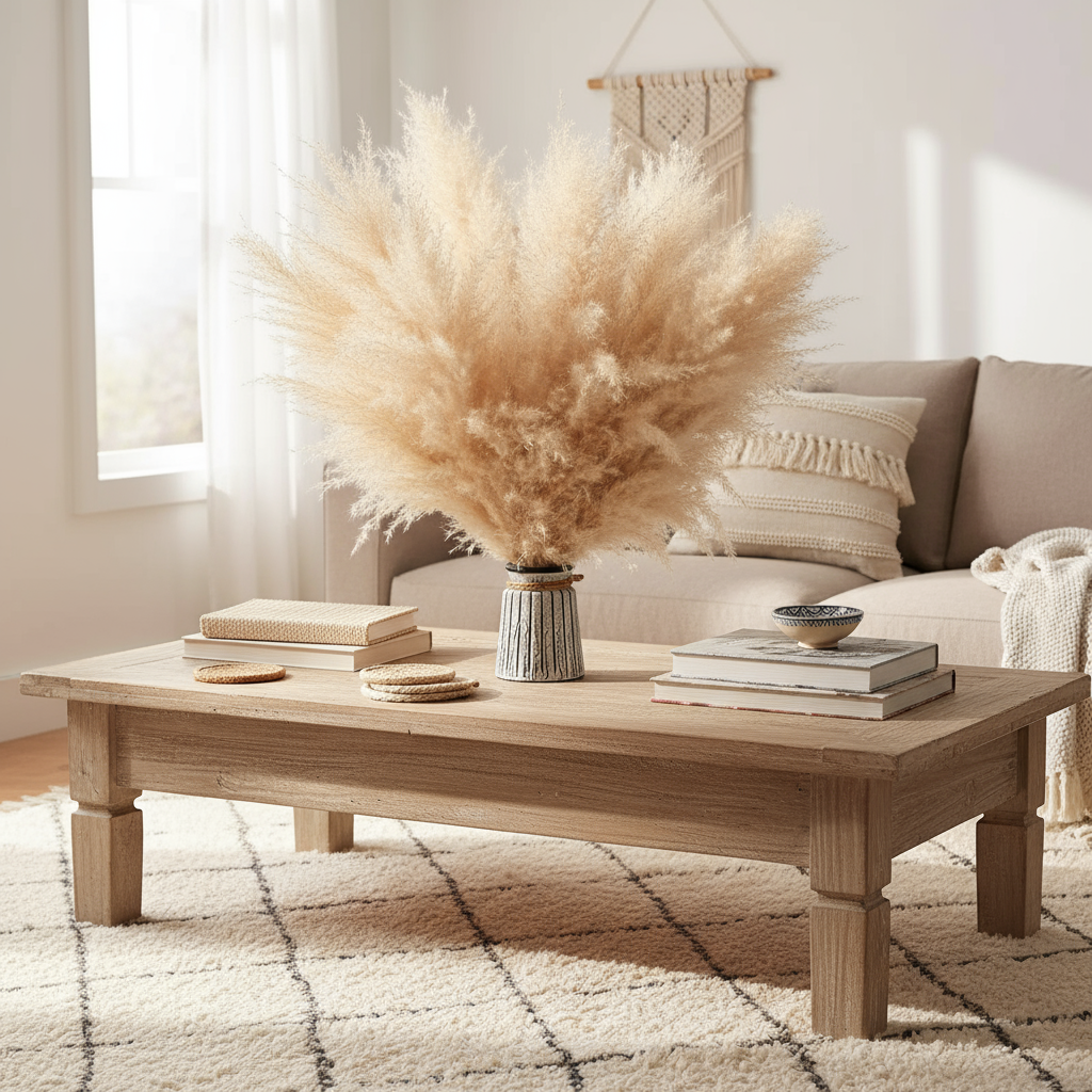 17-inch Beige Boho Pampas Grass Bundle - Living Room