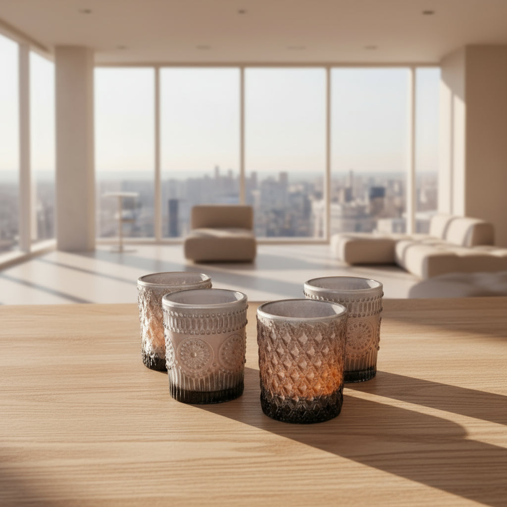 Elegant Glass Votive Candle Holder Set