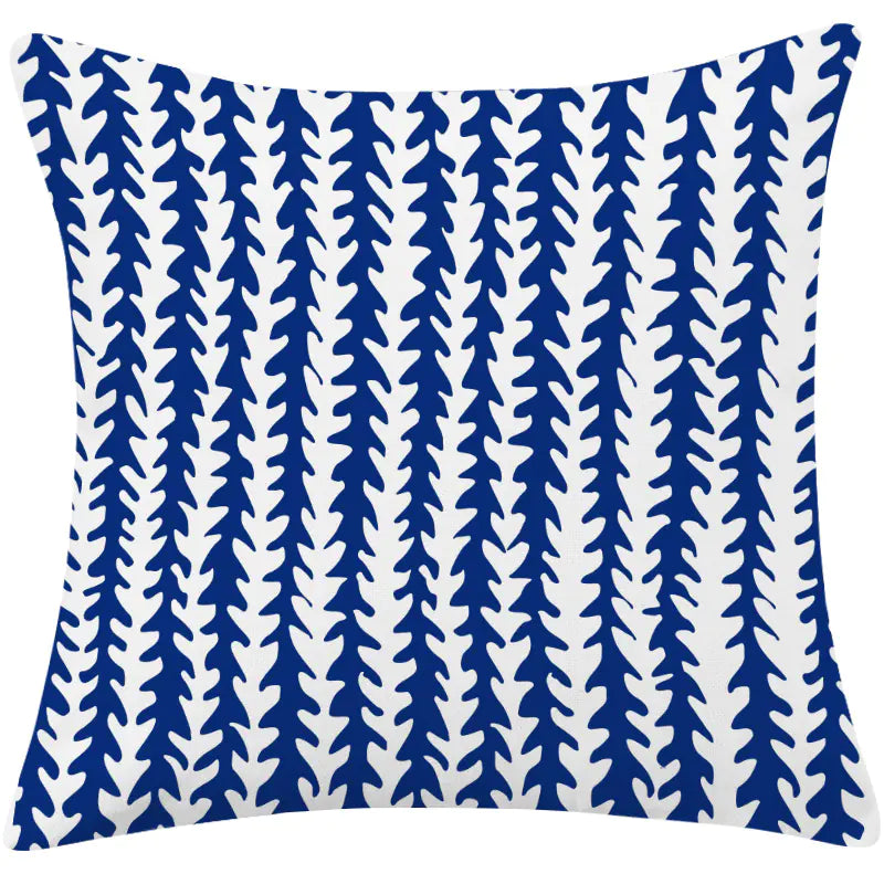 Coastal Blue Modern Linen Pillow