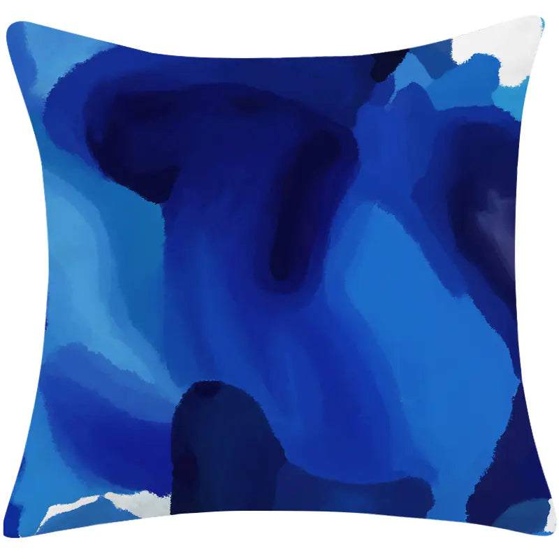 Coastal Blue Modern Linen Pillow