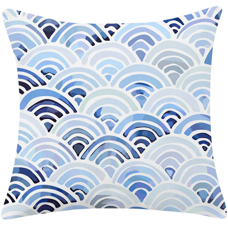 Coastal Blue Modern Linen Pillow