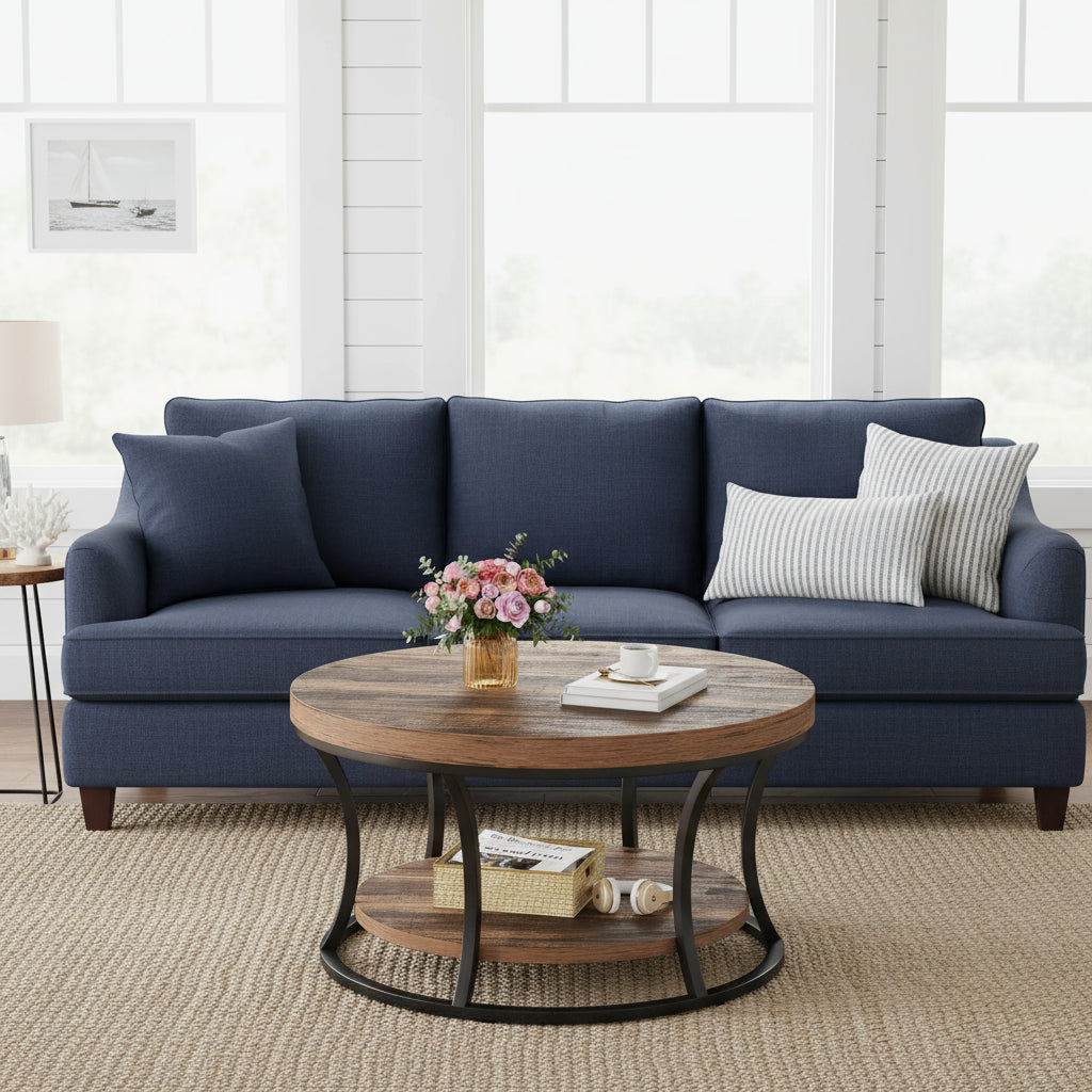 Urban Chic Circular Coffee Table with Dual Storage