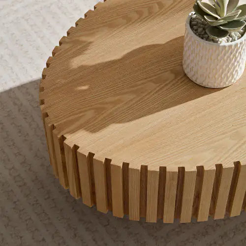 Contemporary Handcrafted Drum Coffee Table