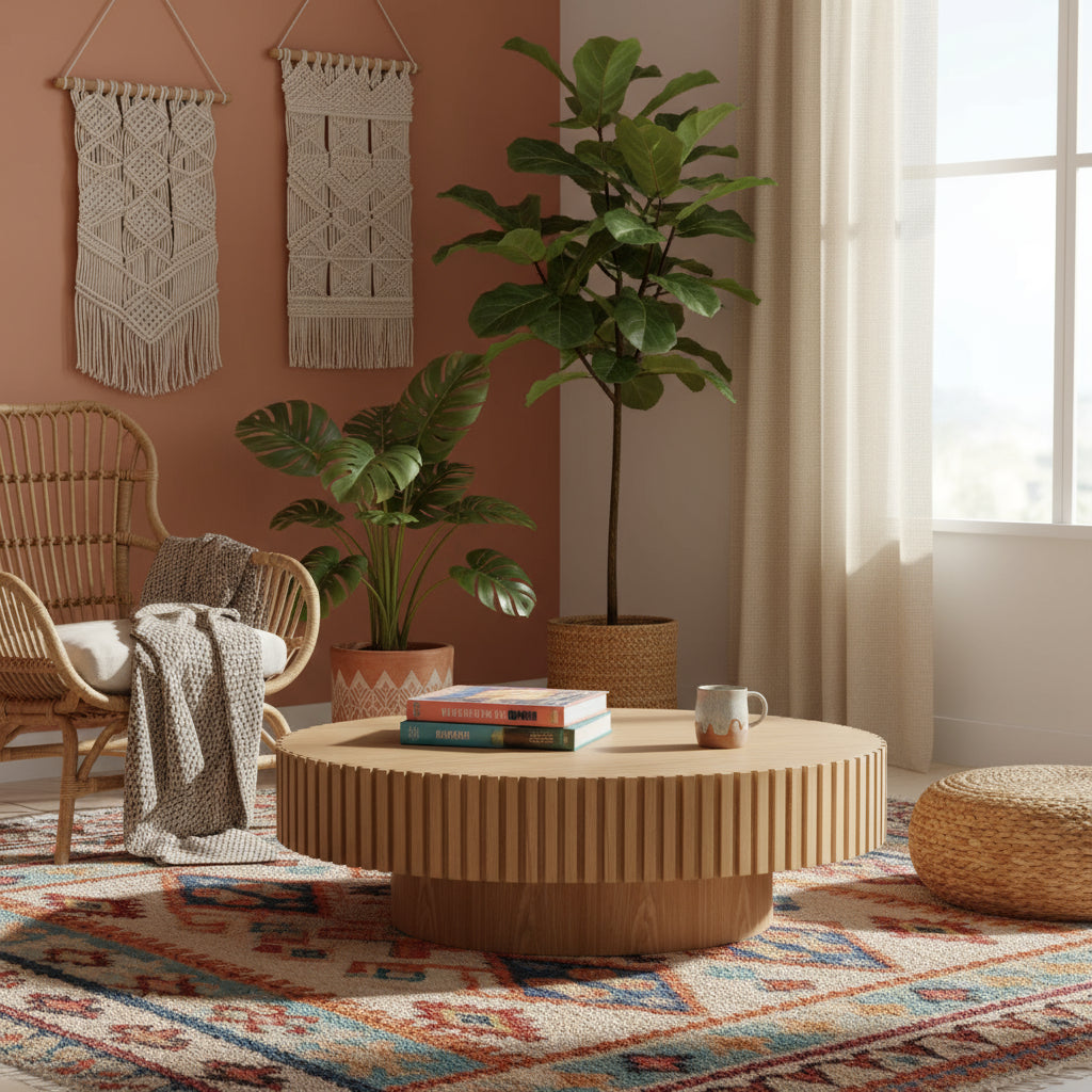 Contemporary Handcrafted Drum Coffee Table