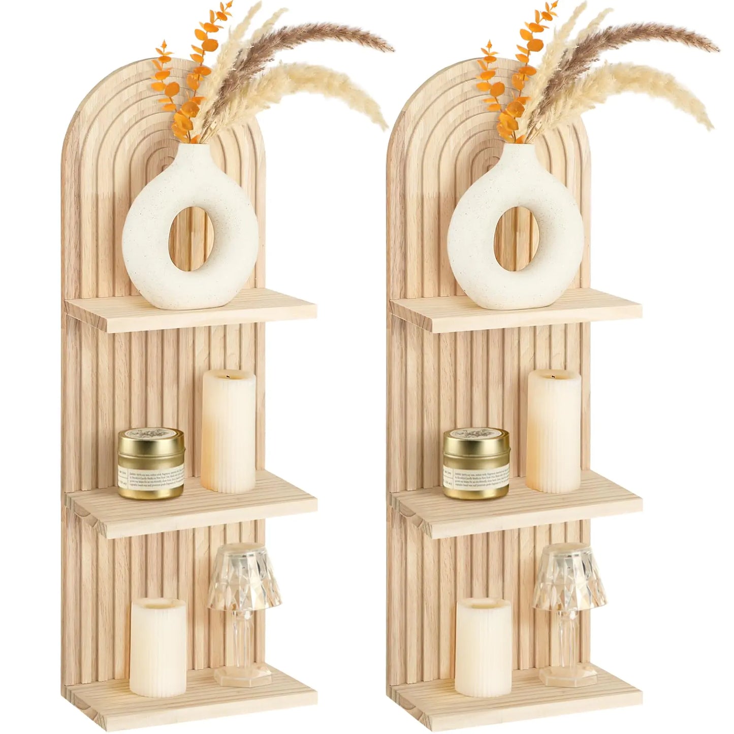 Mid-Century Boho Arch Floating Shelves (2-Pack)