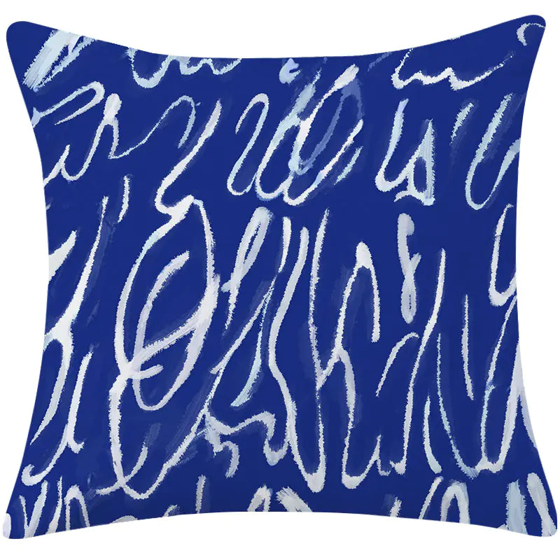 Coastal Blue Modern Linen Pillow