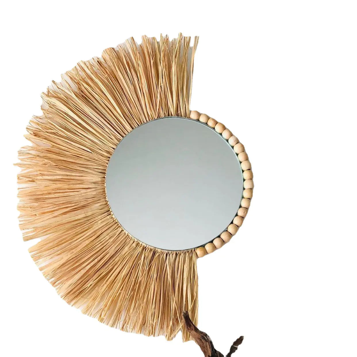Moroccan Bead Woven Wall Mirror