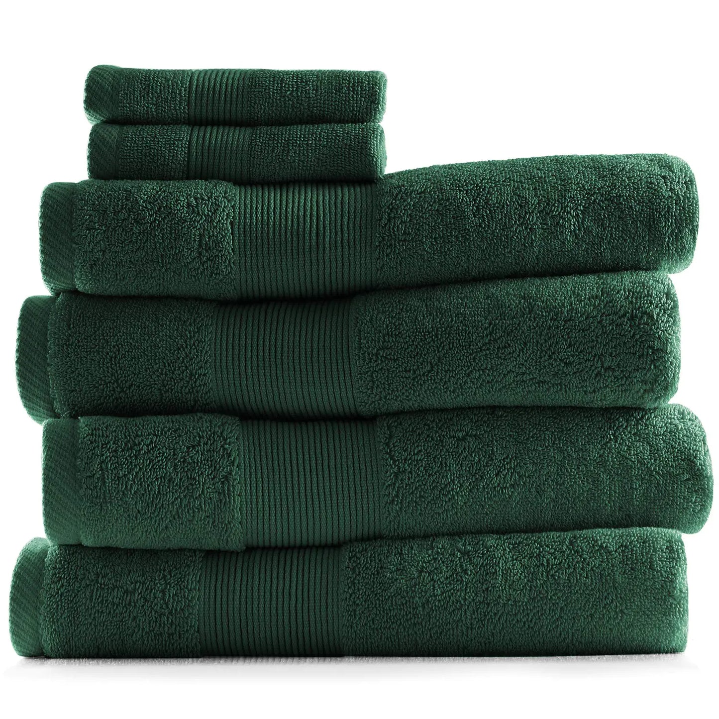 Hearth & Harbor Luxury Cotton Towel Set - Hunter Green 6-Piece Set
