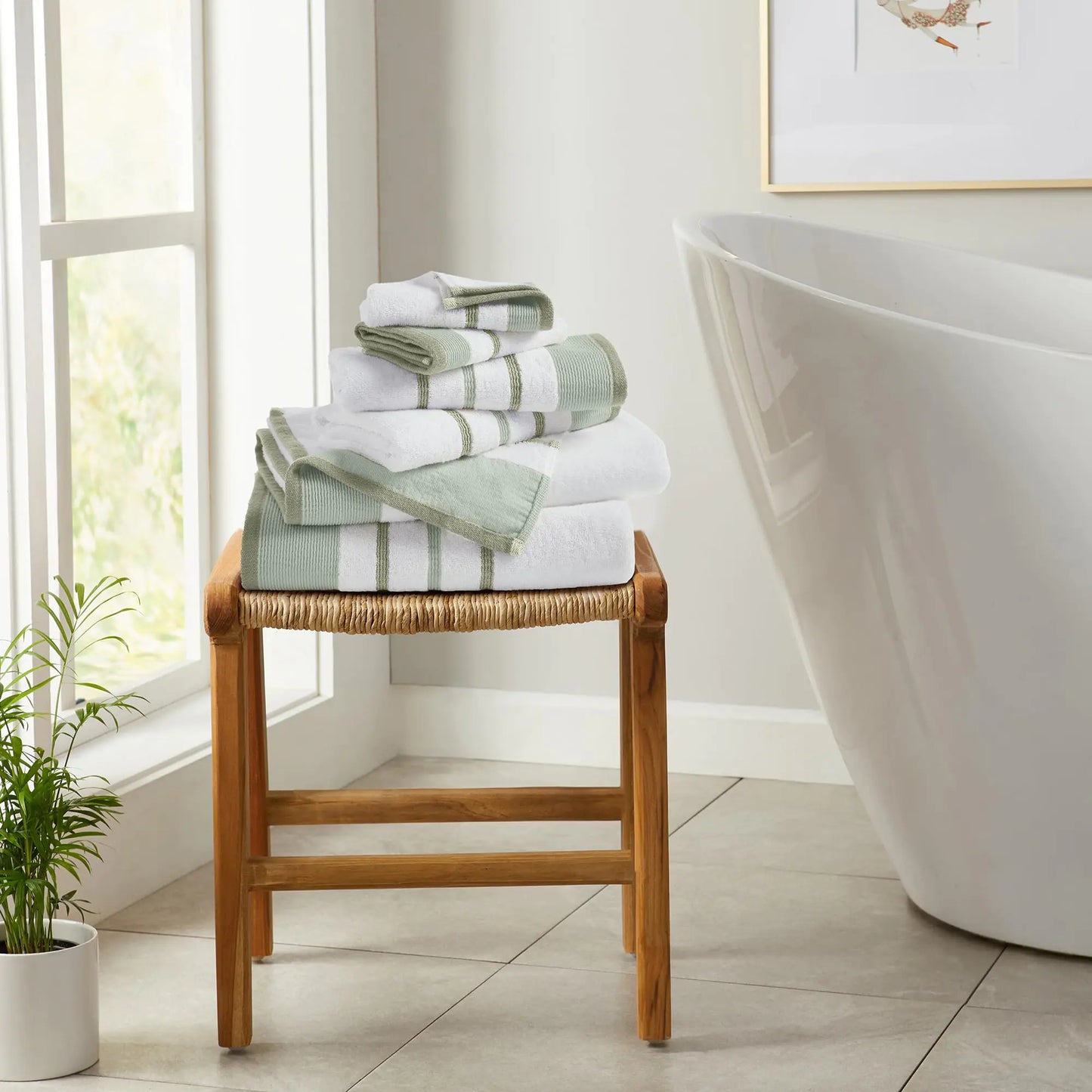 Sage Green Luxury Bath Towel Set - 6-Piece Combed Cotton Collection