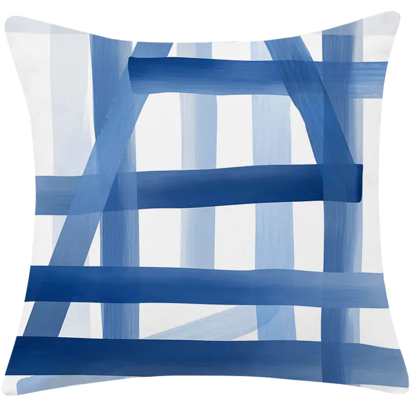Coastal Blue Modern Linen Pillow