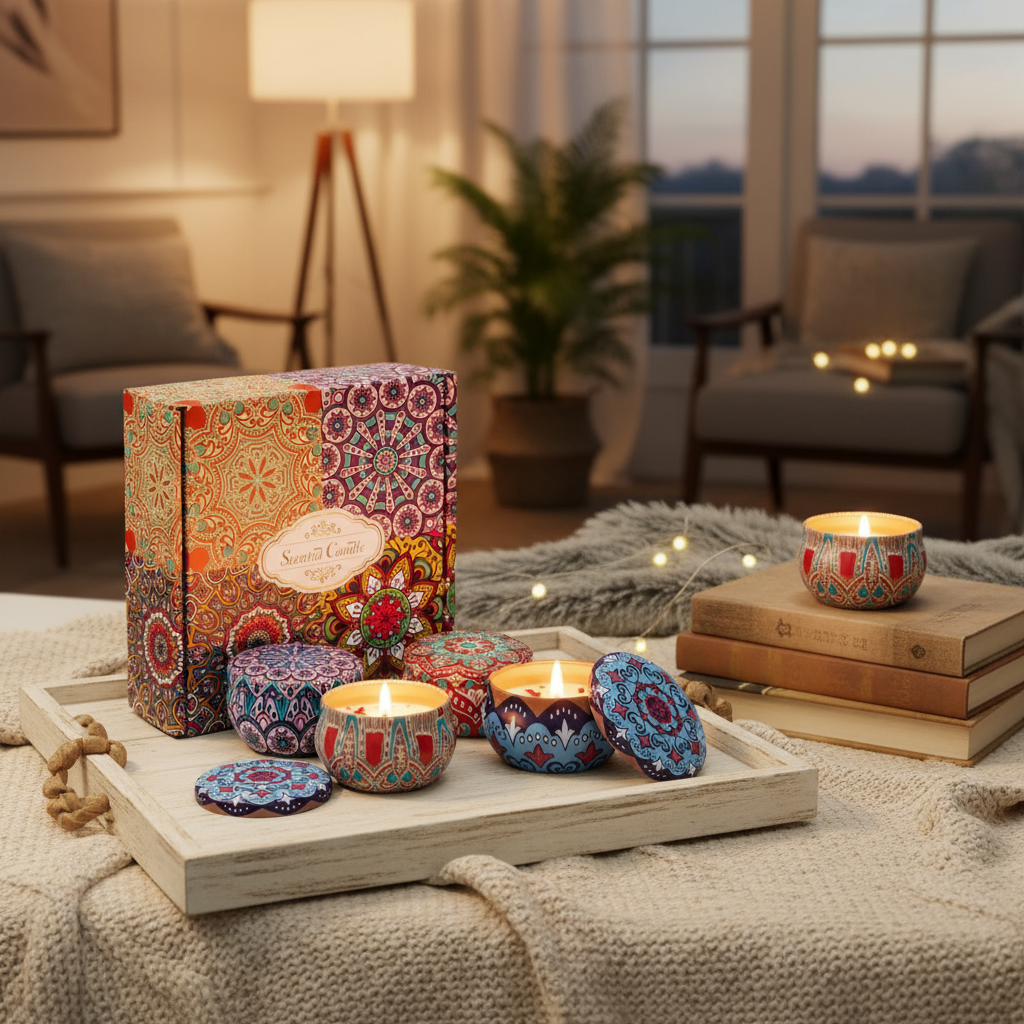 Aromatherapy Home & Travel Scented Soy Candle Set - Cozy Setting