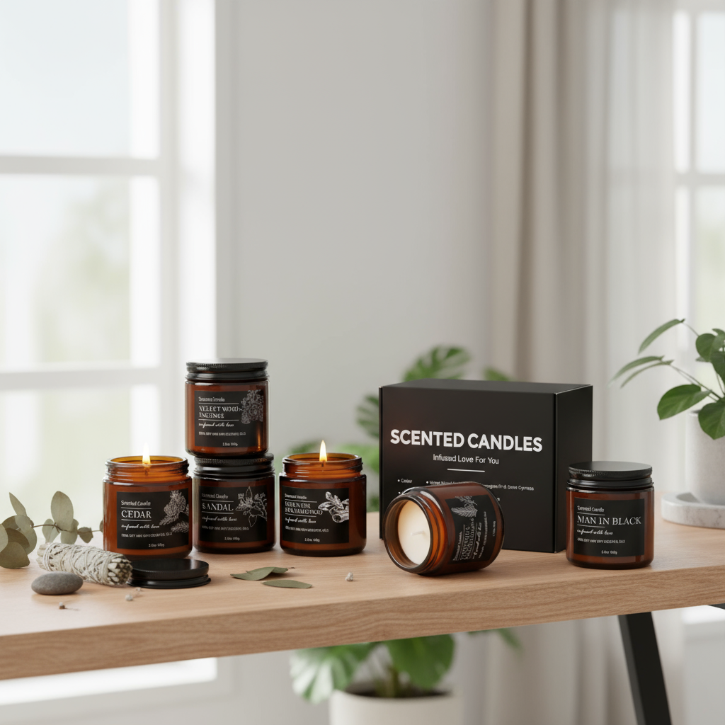 Aromatic Soy Candle Set - Shelf Display