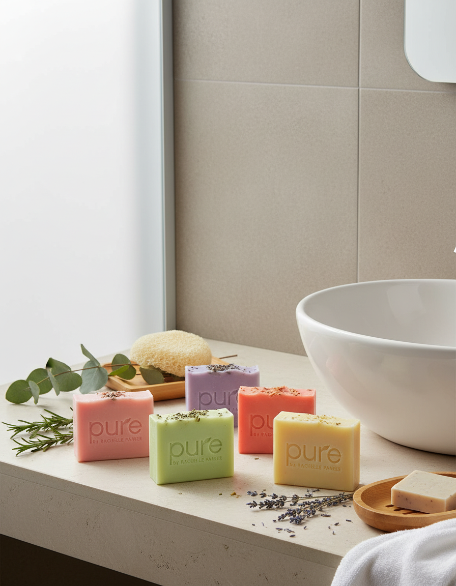 Artisanal Natural Soap Bars - Bathroom Display