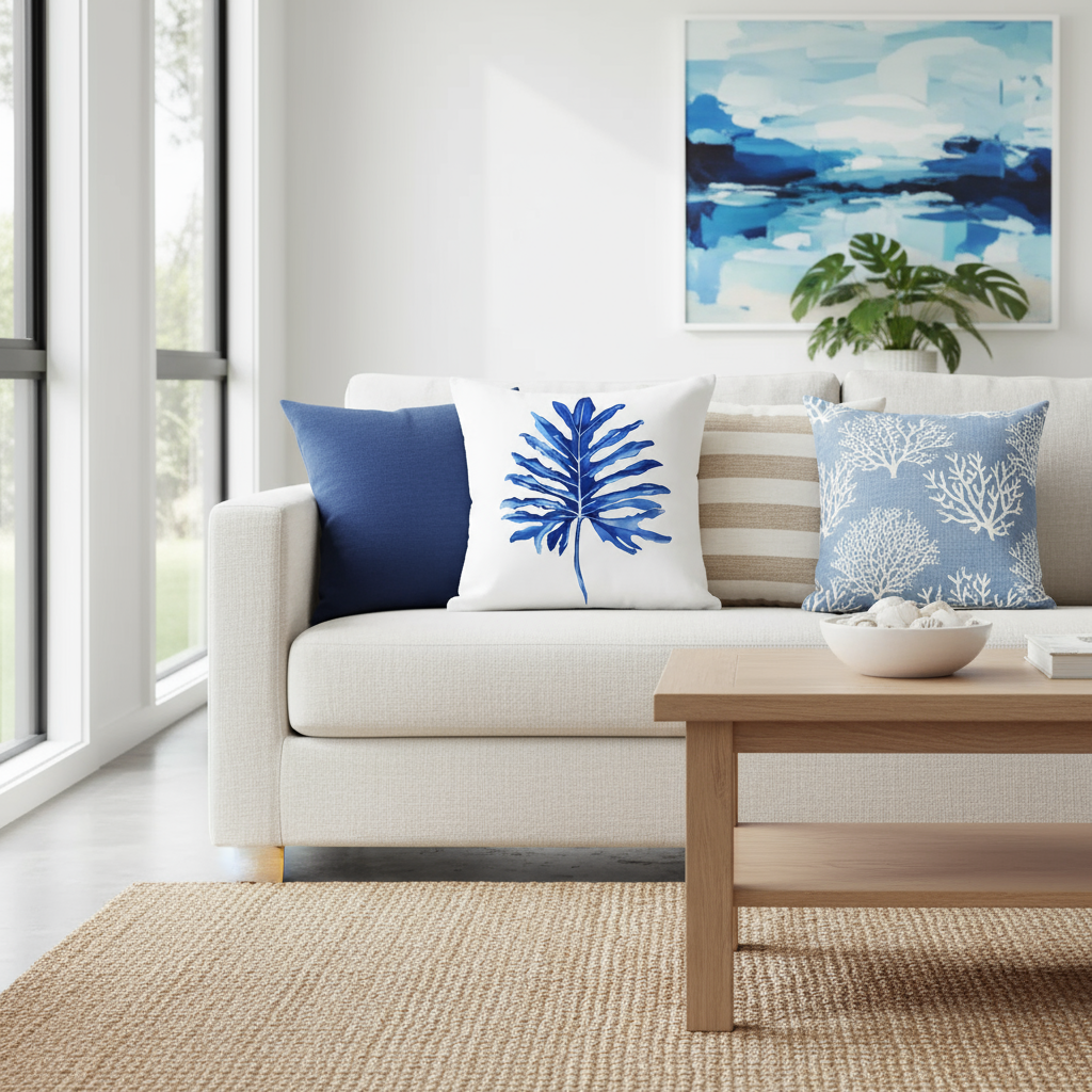 Elegant living room interior design with comfortable sofa and home decor accessories