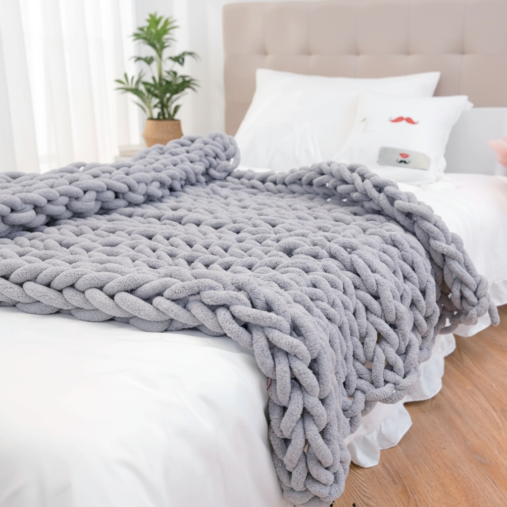 Cozy Chenille Knit Throw - Bedroom Display