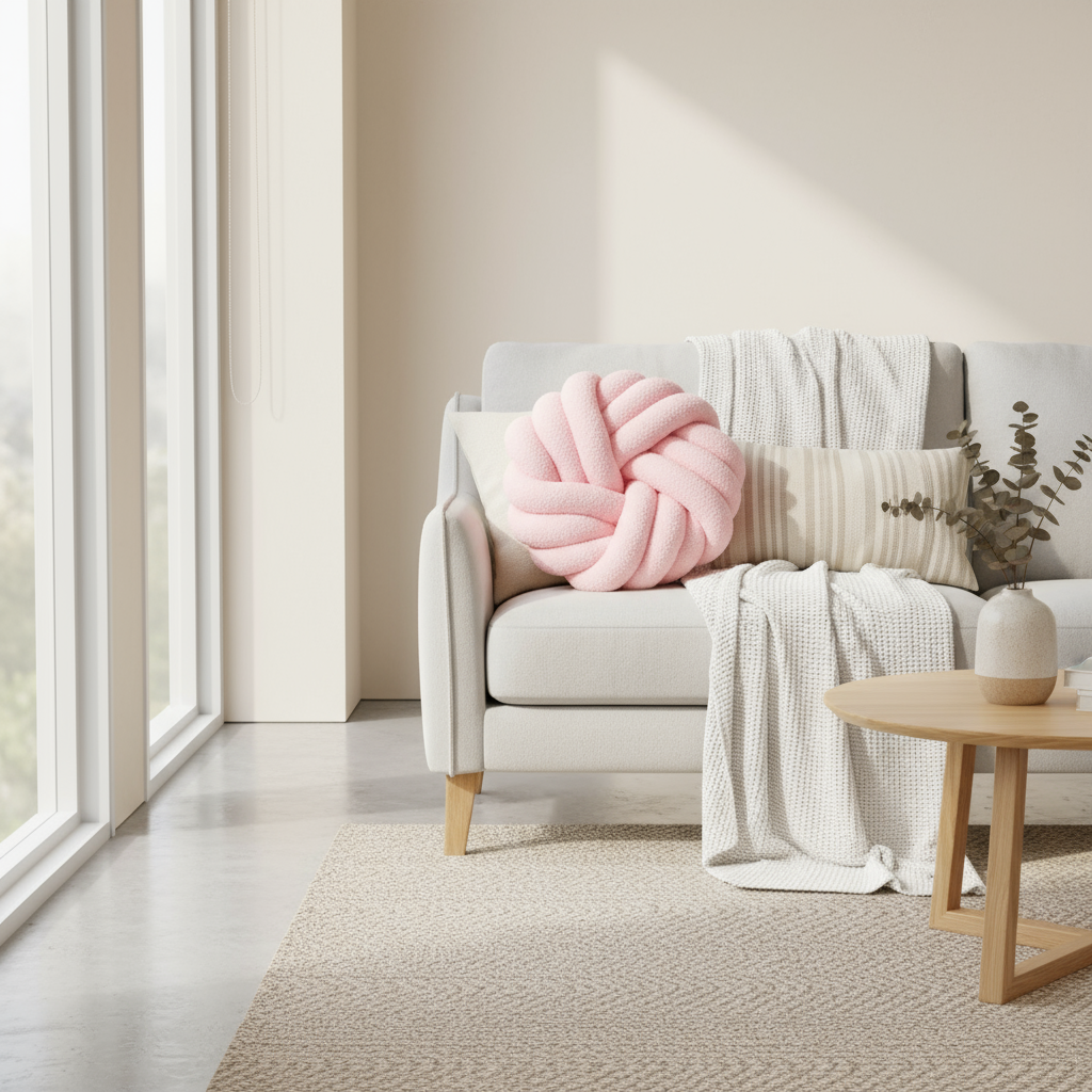 Home Decor Hand-Knotted 14 Inch Plush Pillow