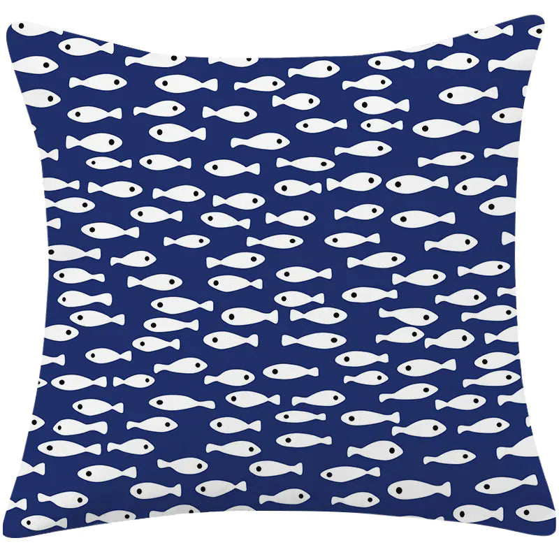 Coastal Blue Modern Linen Pillow