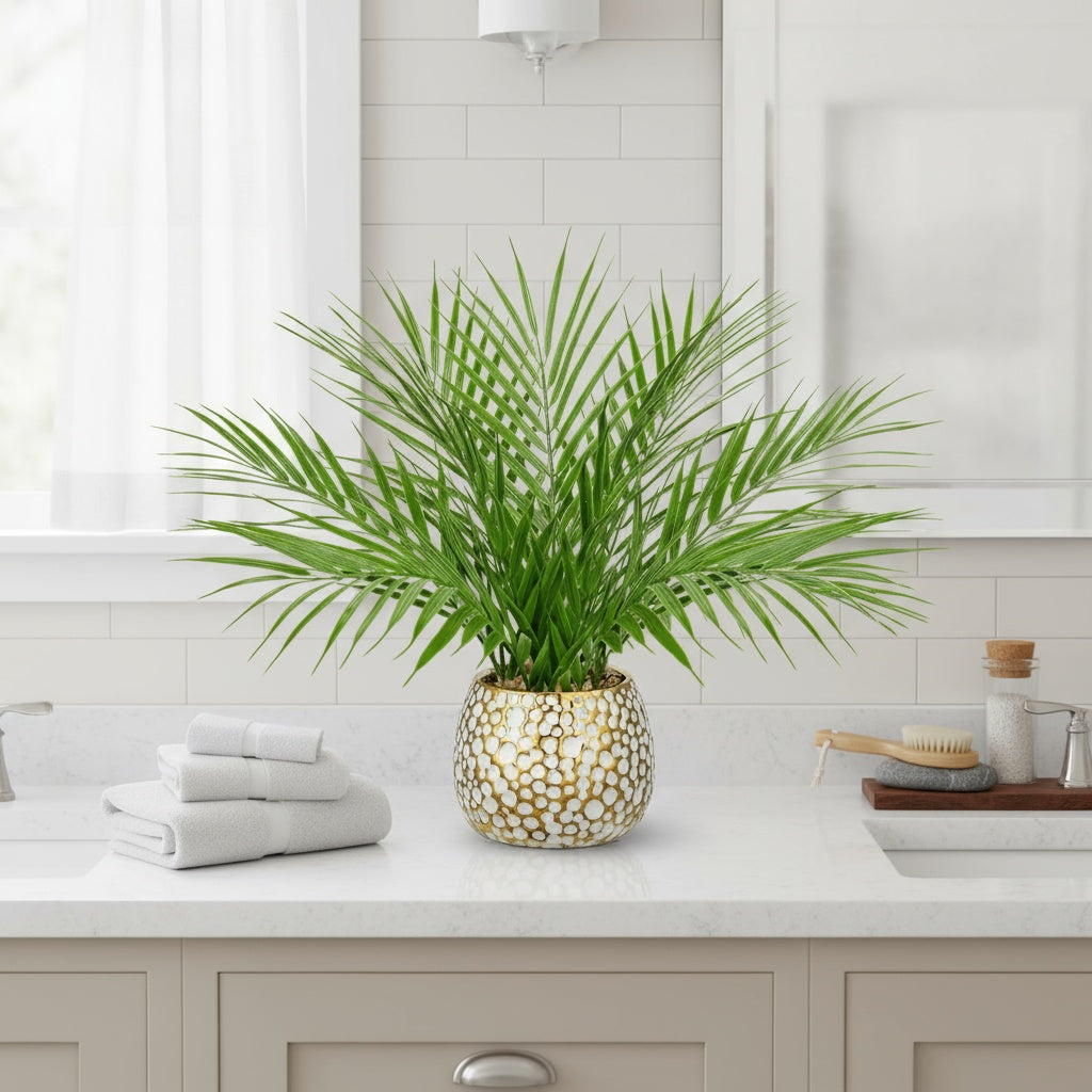 Silken Fronds 15" Faux Palm in Decorative Pot