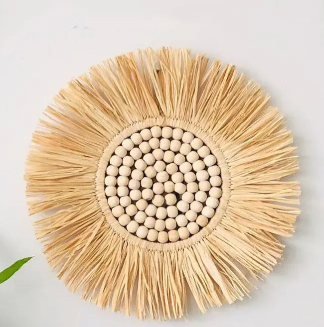 Moroccan Bead Woven Wall Mirror