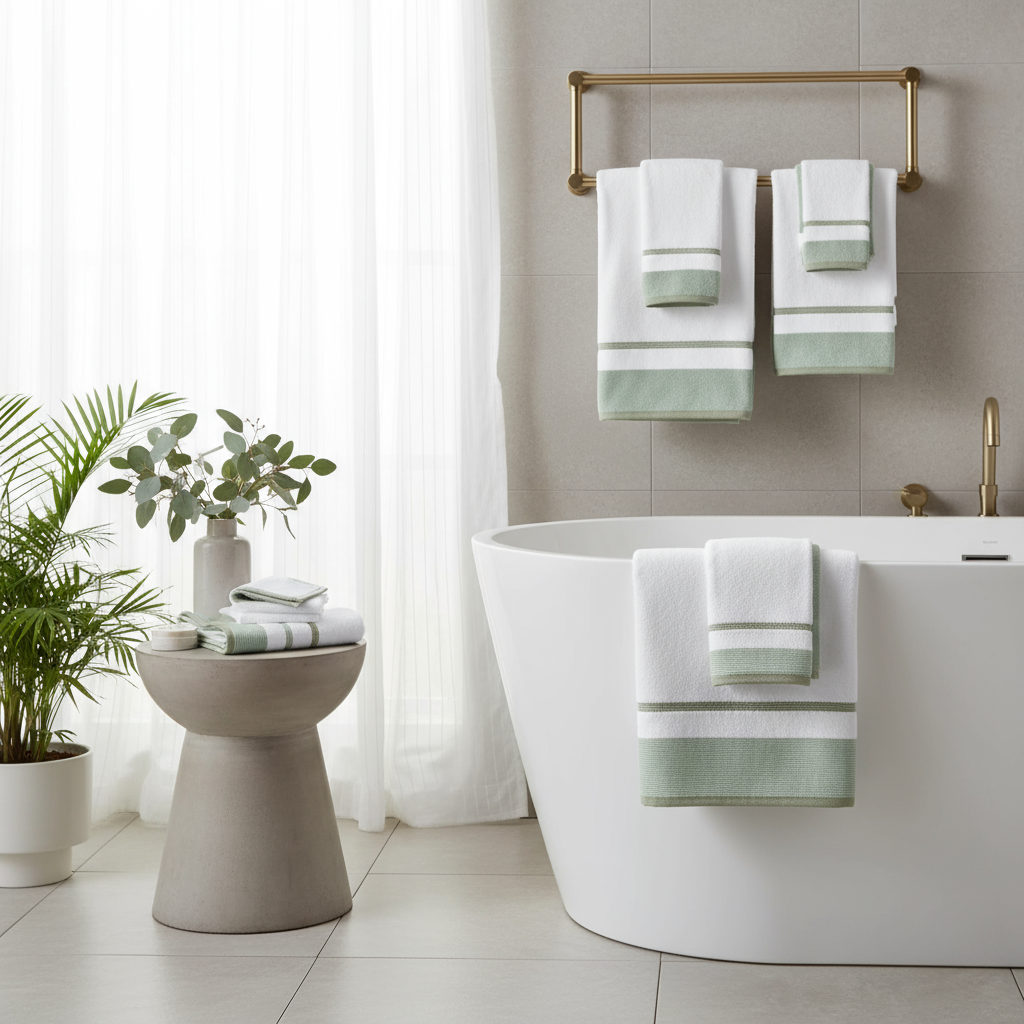 Sage Green Luxury Bath Towel Set - Bathroom Display