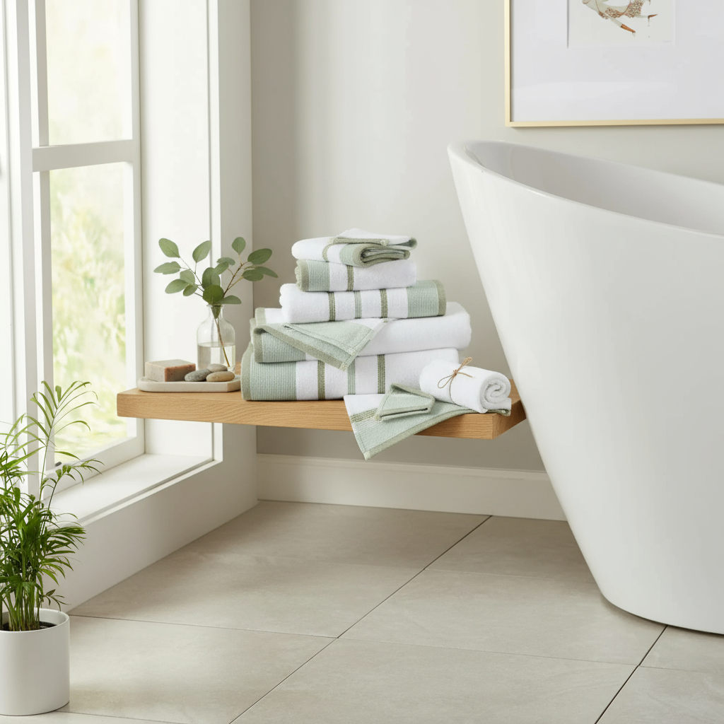Sage Green Luxury Bath Towel Set - Folded Display