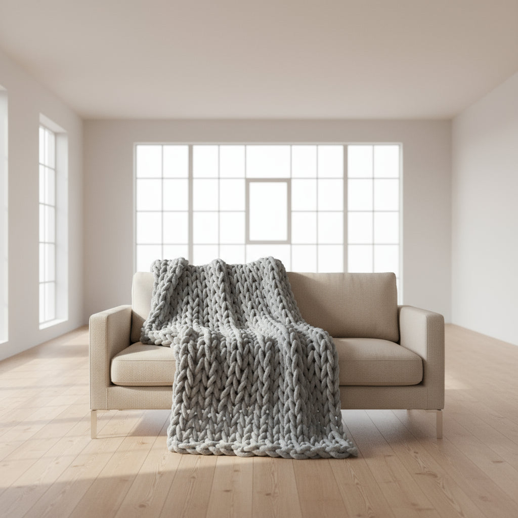 Cozy Chenille Knit Throw 48x71in - Ultra-Soft Chunky Knit Blanket for Warmth & Stylev