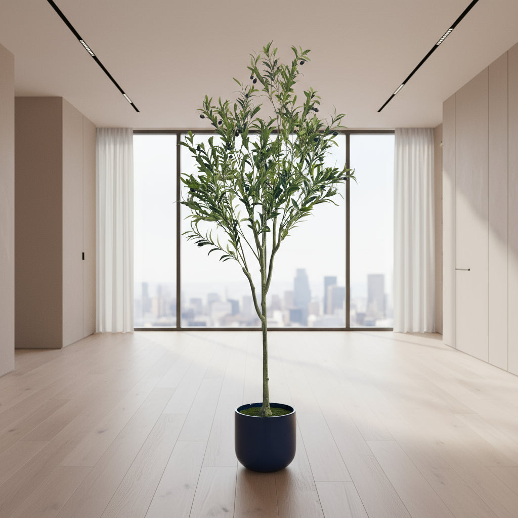 Artificial potted plant with green leaves on a white background