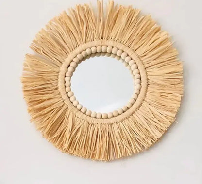 Moroccan Bead Woven Wall Mirror