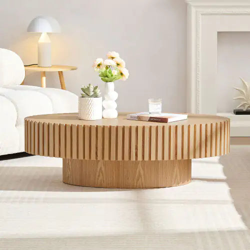 Contemporary Handcrafted Drum Coffee Table