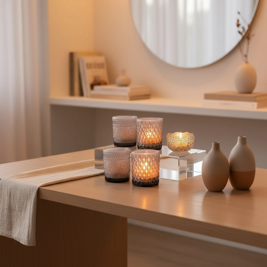 Elegant Glass Votive Candle Holder Set