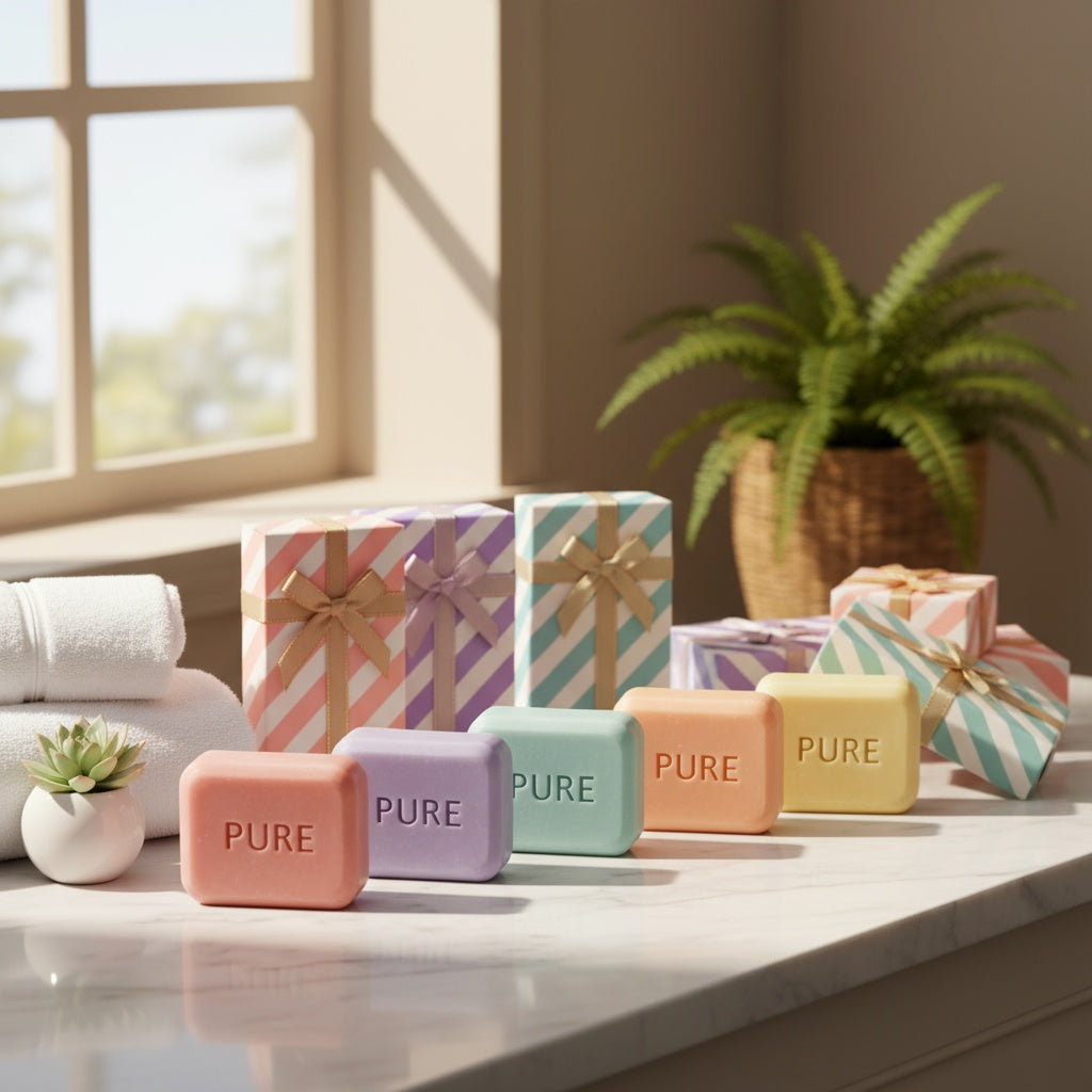 Handmade Natural Soap Bar Set - 6 Pack Essential Oil Artisan Bath Soaps