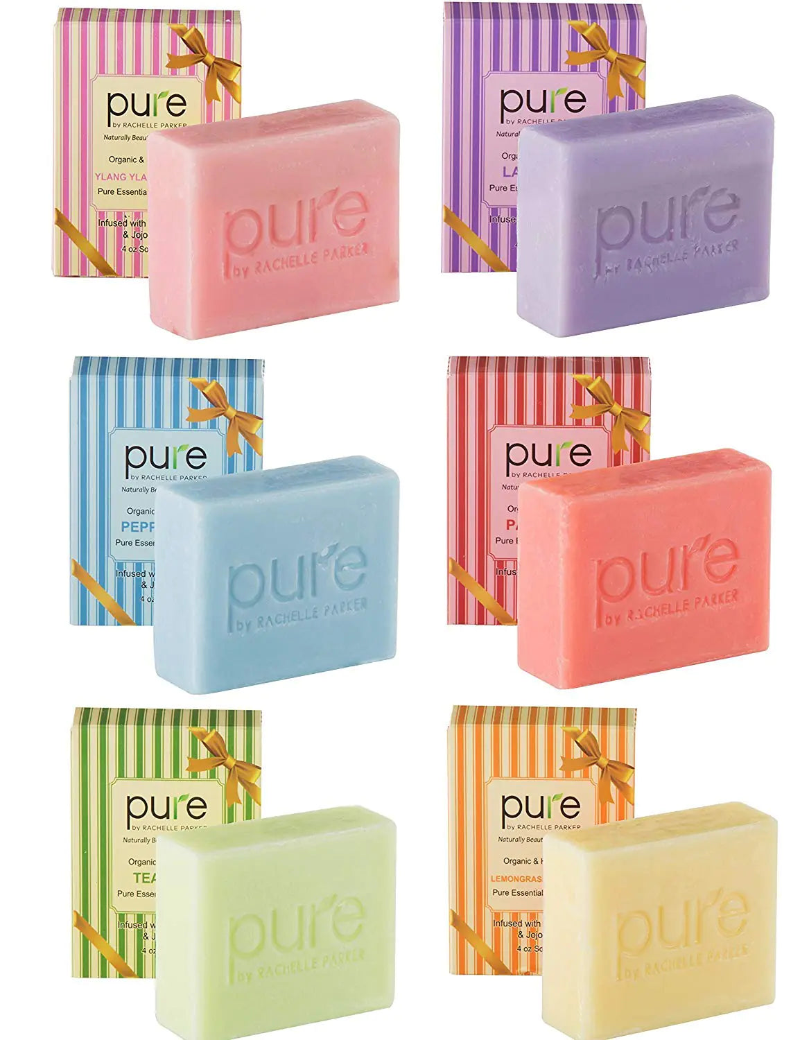 Handmade Natural Soap Bar Set - 6 Pack Essential Oil Artisan Bath Soaps