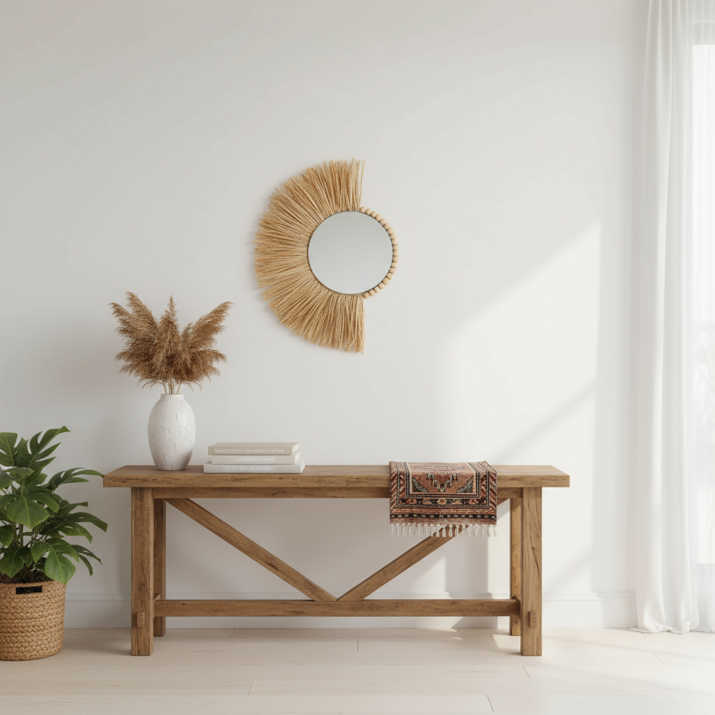 Moroccan Bead Woven Wall Mirror - Living Room